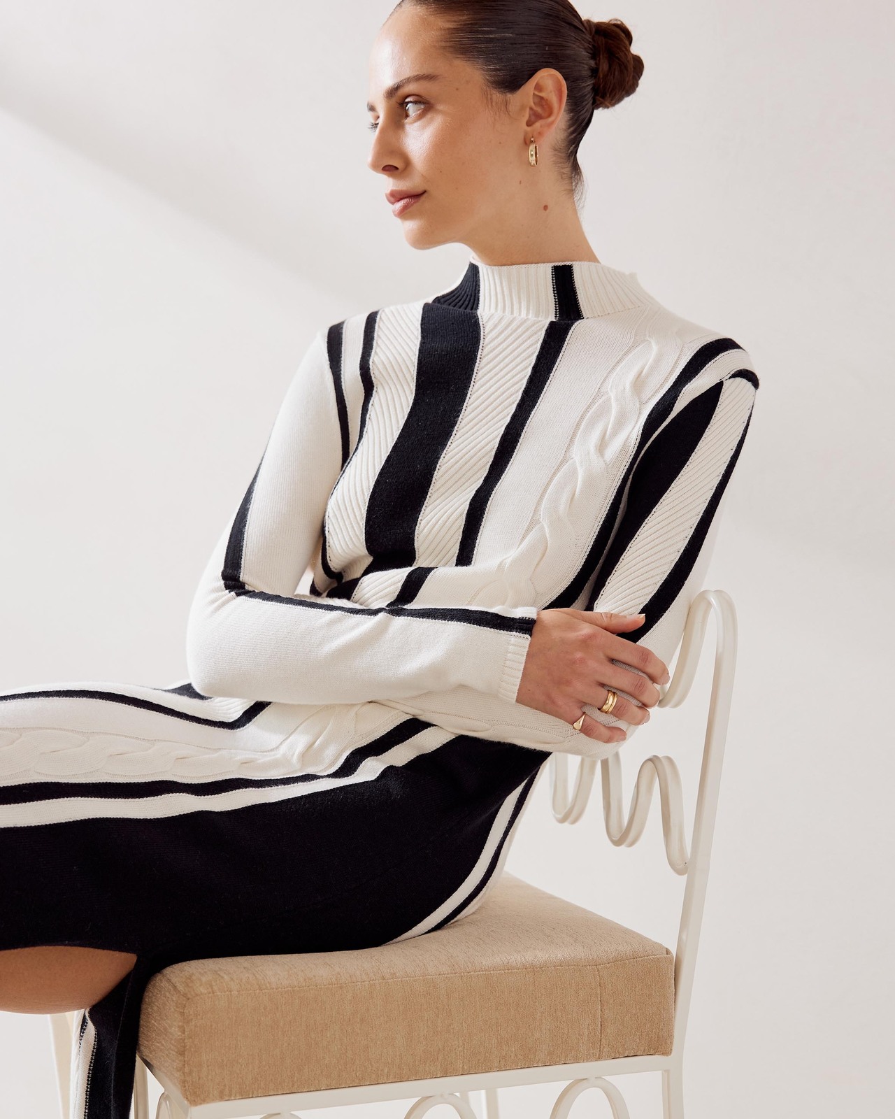 High Neck Cable Knit Dress