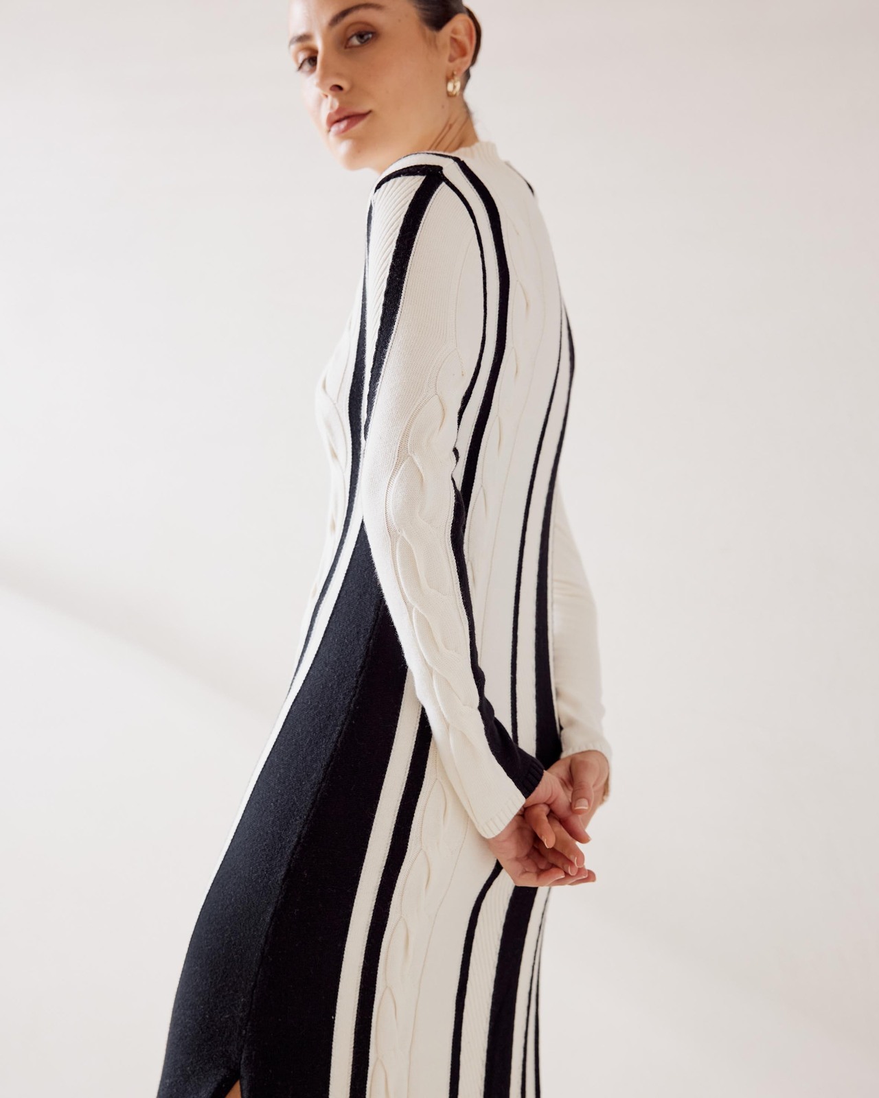 High Neck Cable Knit Dress
