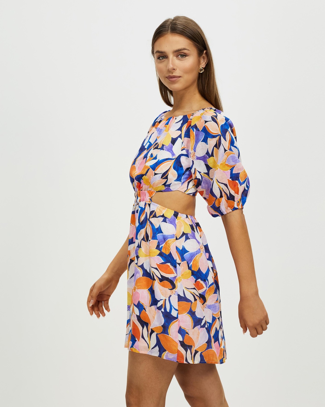 Vita Linen Blend Cut-Out Mini Dress