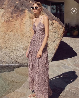chinese dress ladies La Lune Strapless Ruched Bodice Maxi Dress | Lemon | Dresses