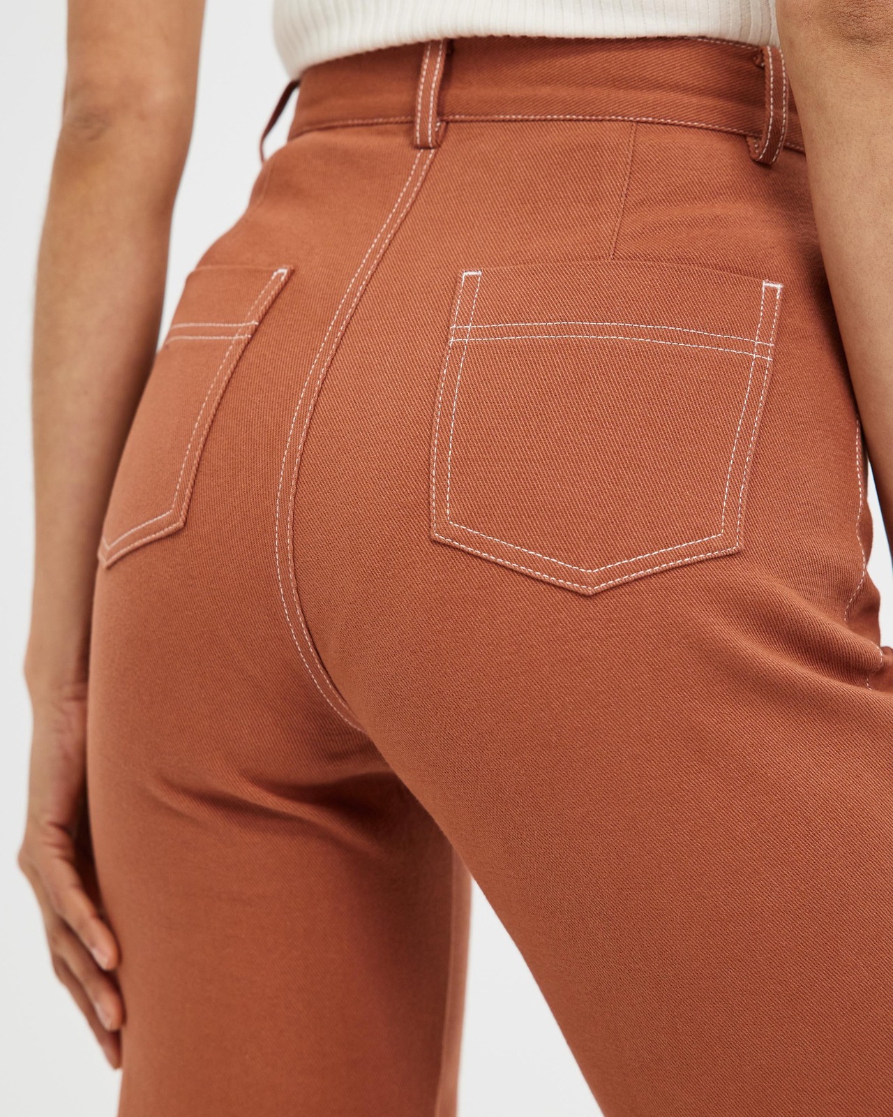 Overstitch Straight Leg Jeans