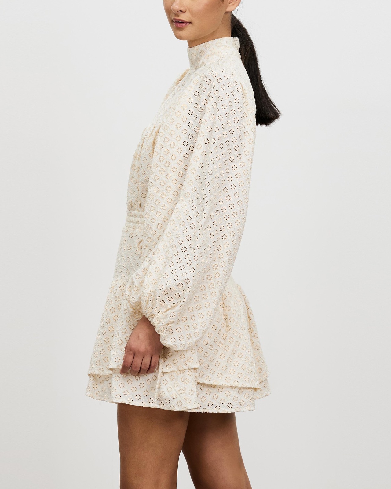 Poppy High Neck Balloon Sleeve Mini Dress