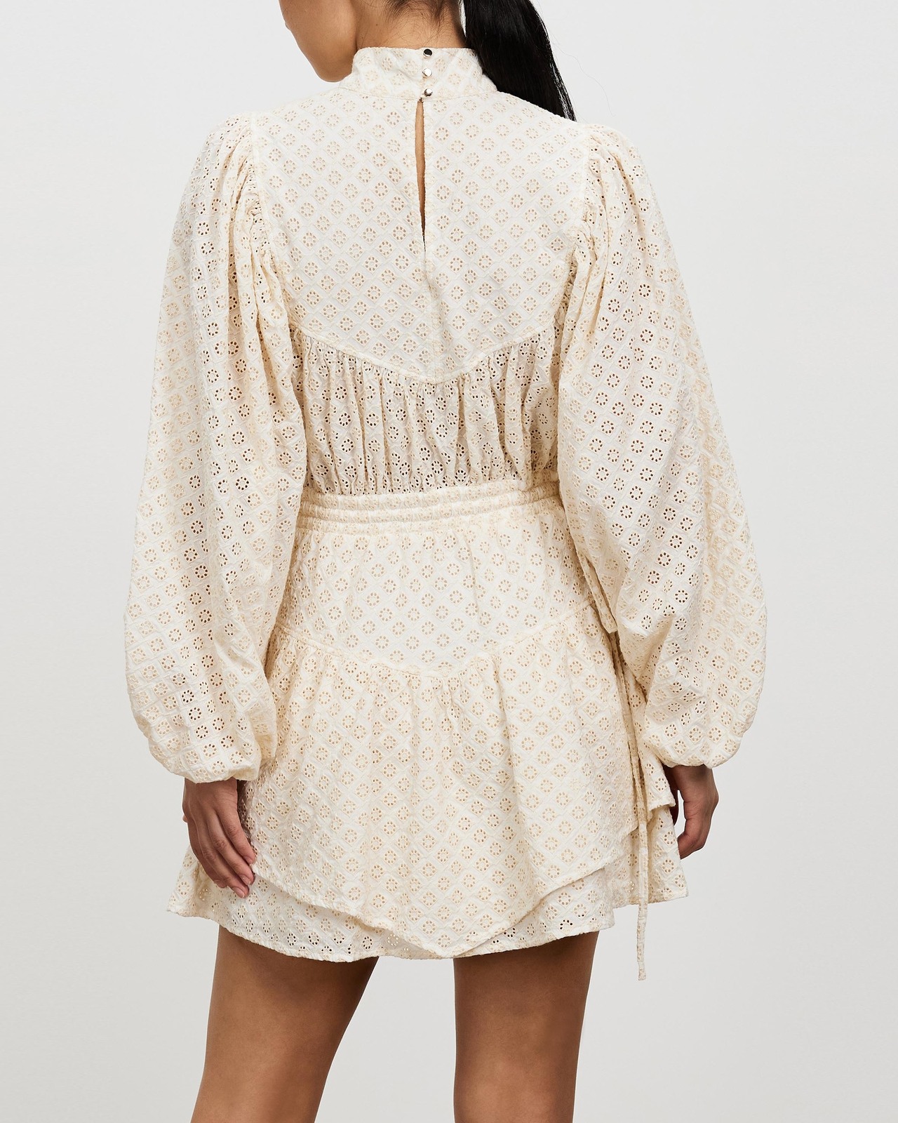 Poppy High Neck Balloon Sleeve Mini Dress