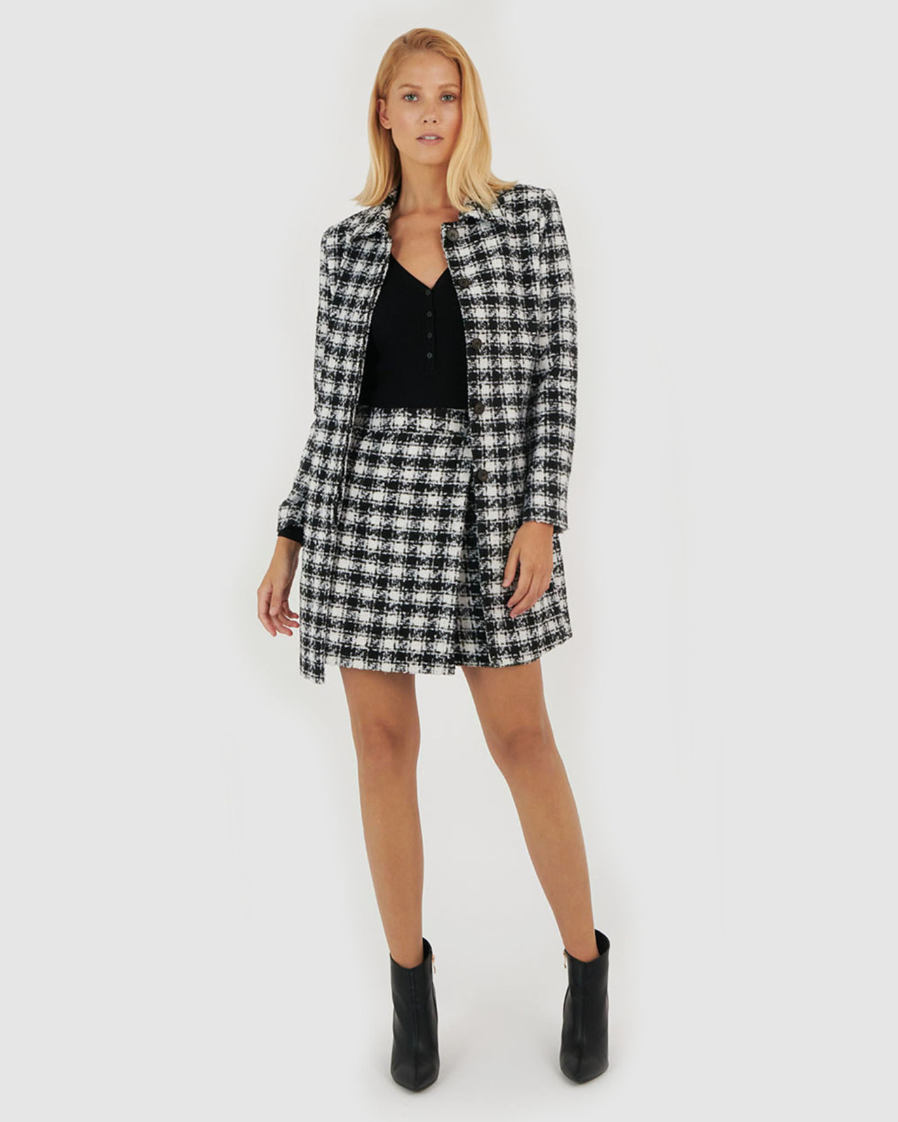 Brielle Tweed Check Coat