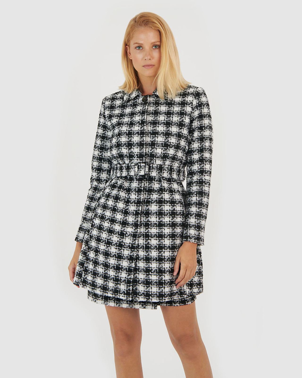 Brielle Tweed Check Coat