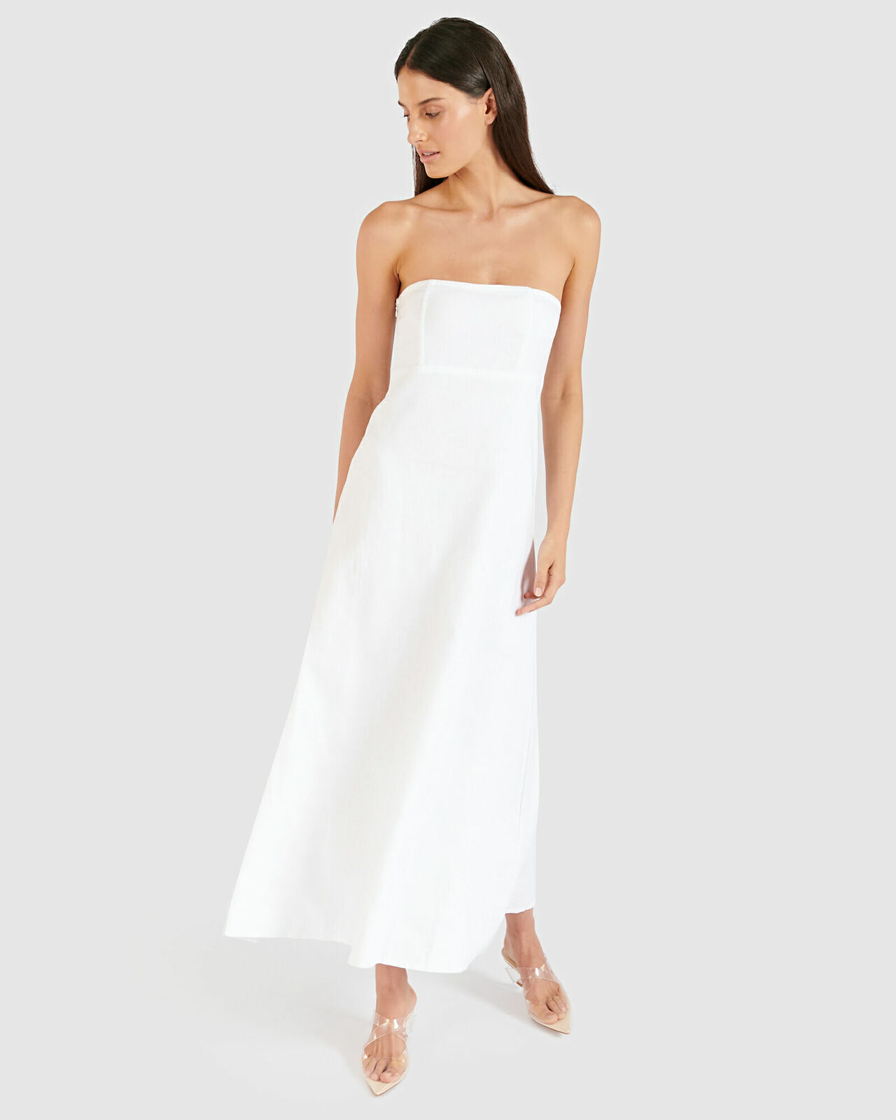 chinese dress ladies Womens Strapless Linen Mini Dress White main image 0