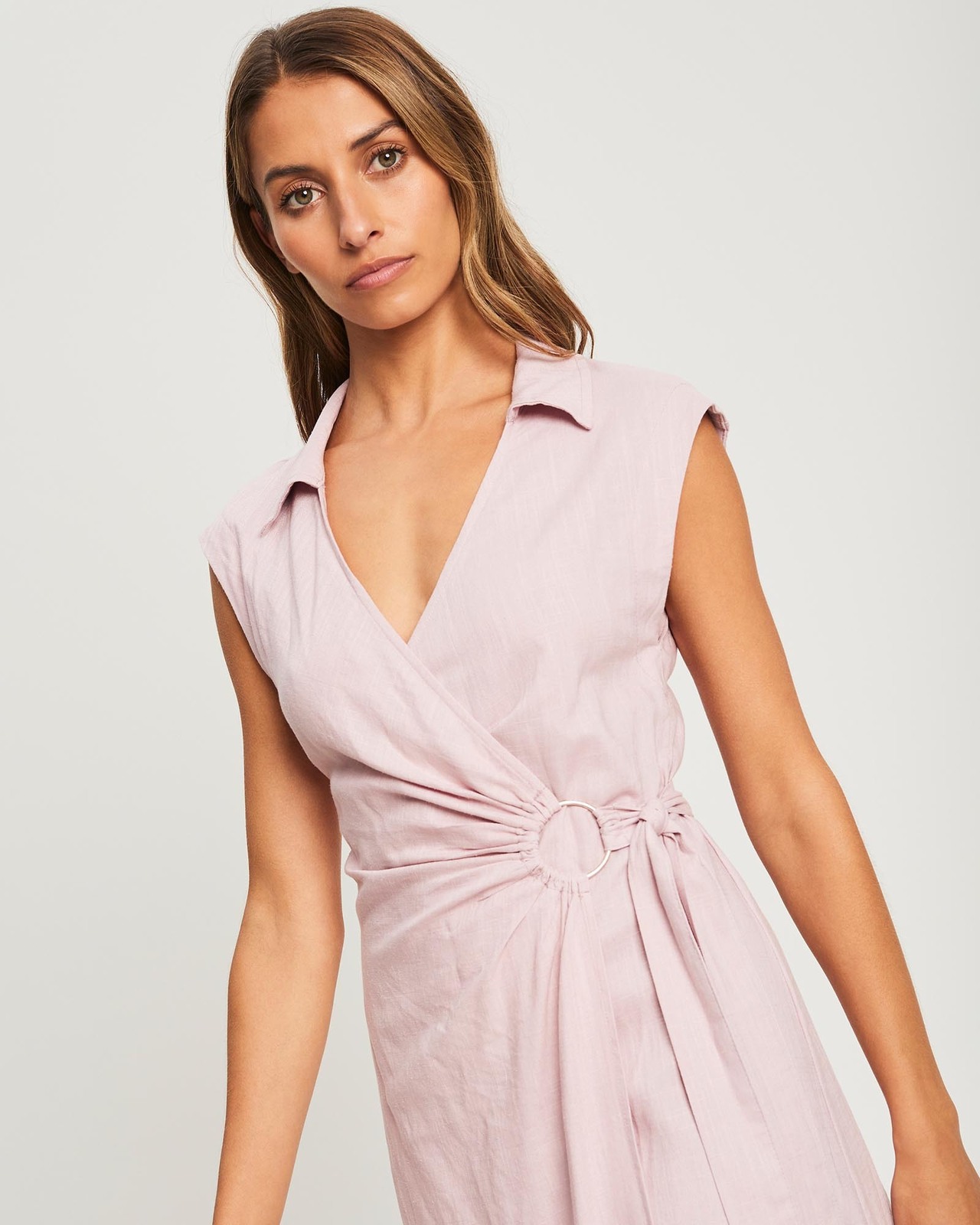 knee length dresses for ladies Arianne Gold Waist Detail Midi Dress A-Line main image 1