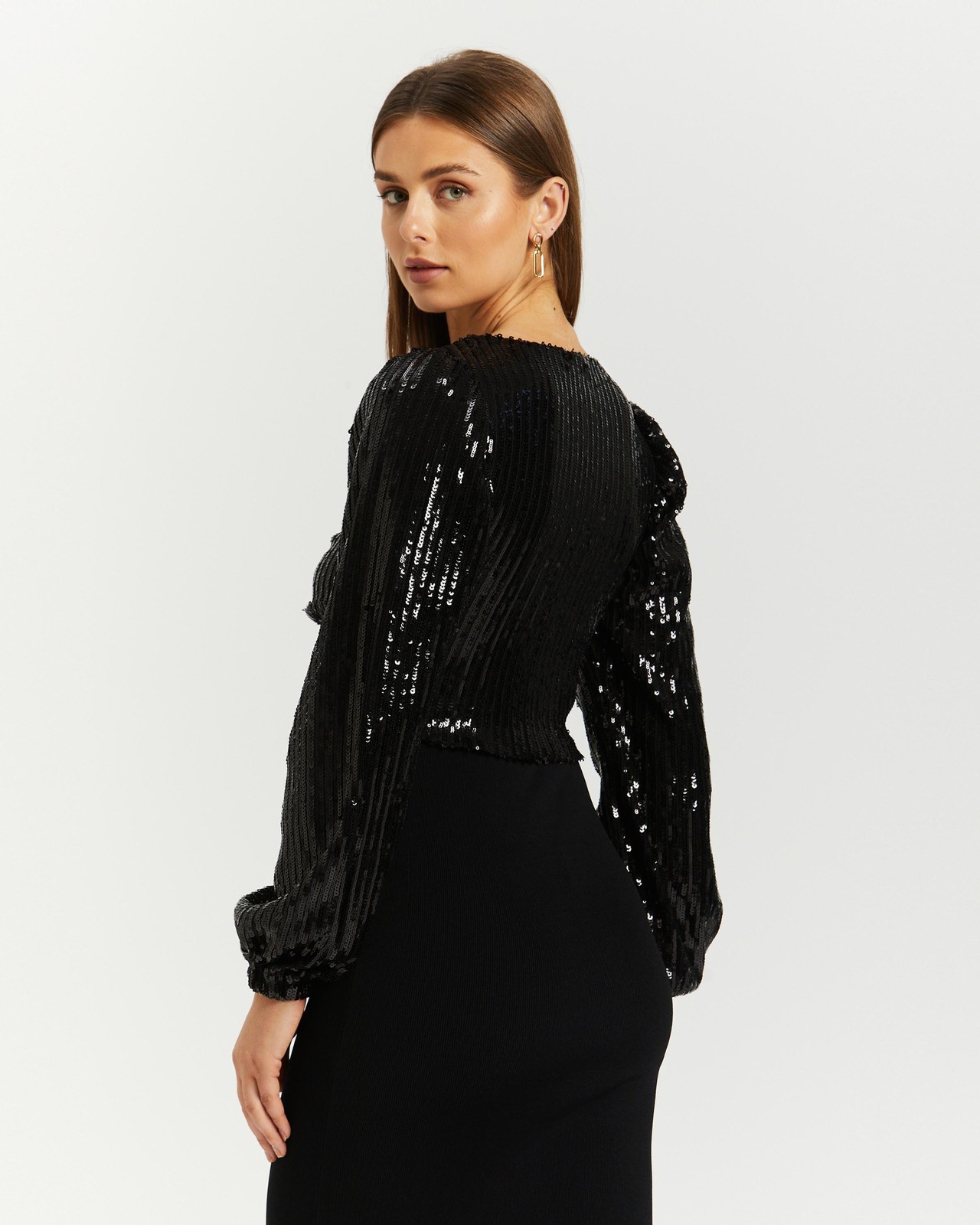Ariana Sequin Twist Front Top