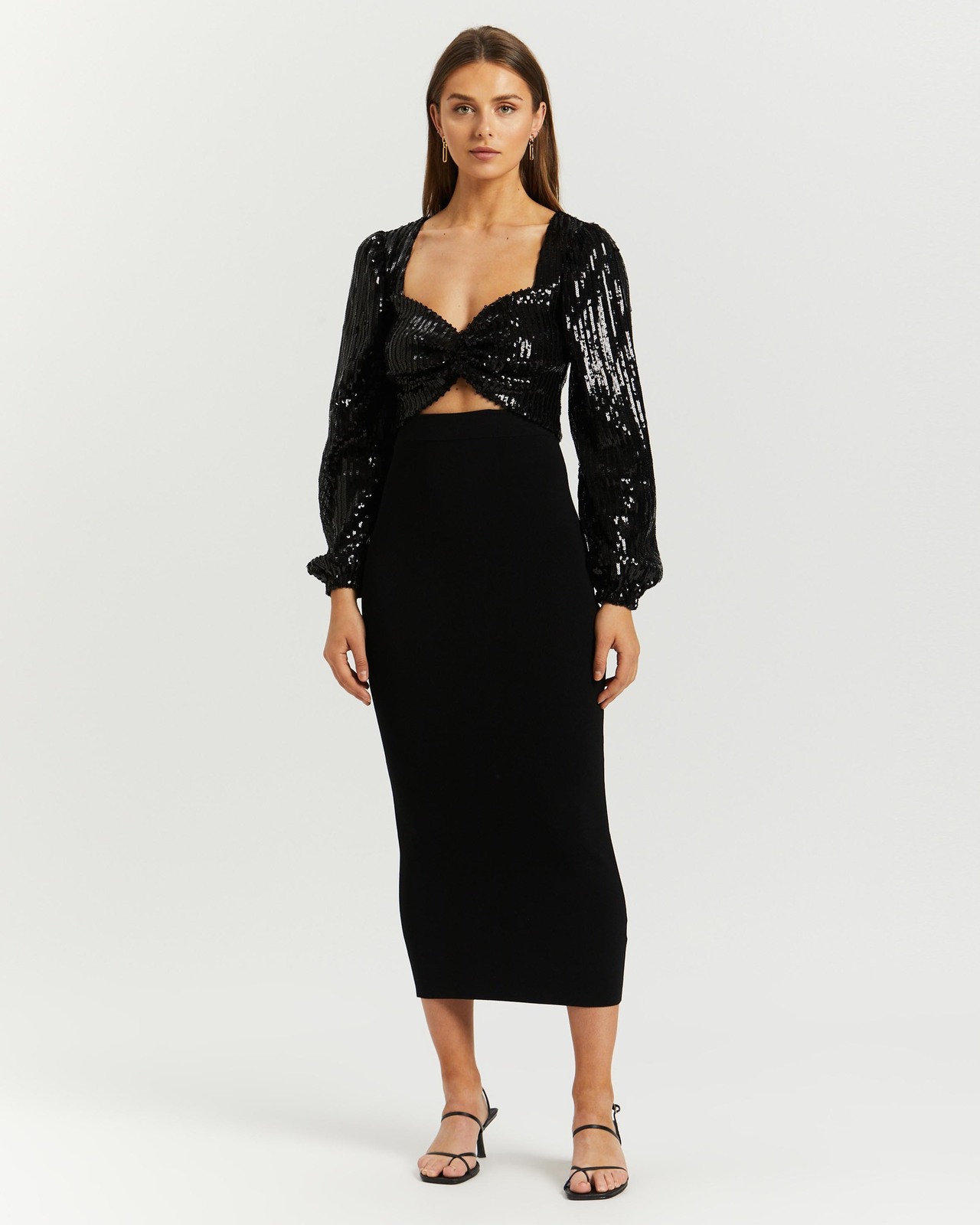 Ariana Sequin Twist Front Top