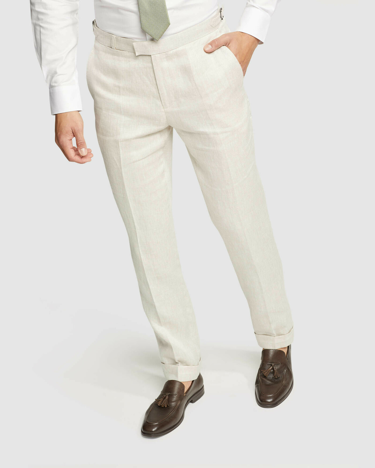 Folded Cuff Linen Trousers