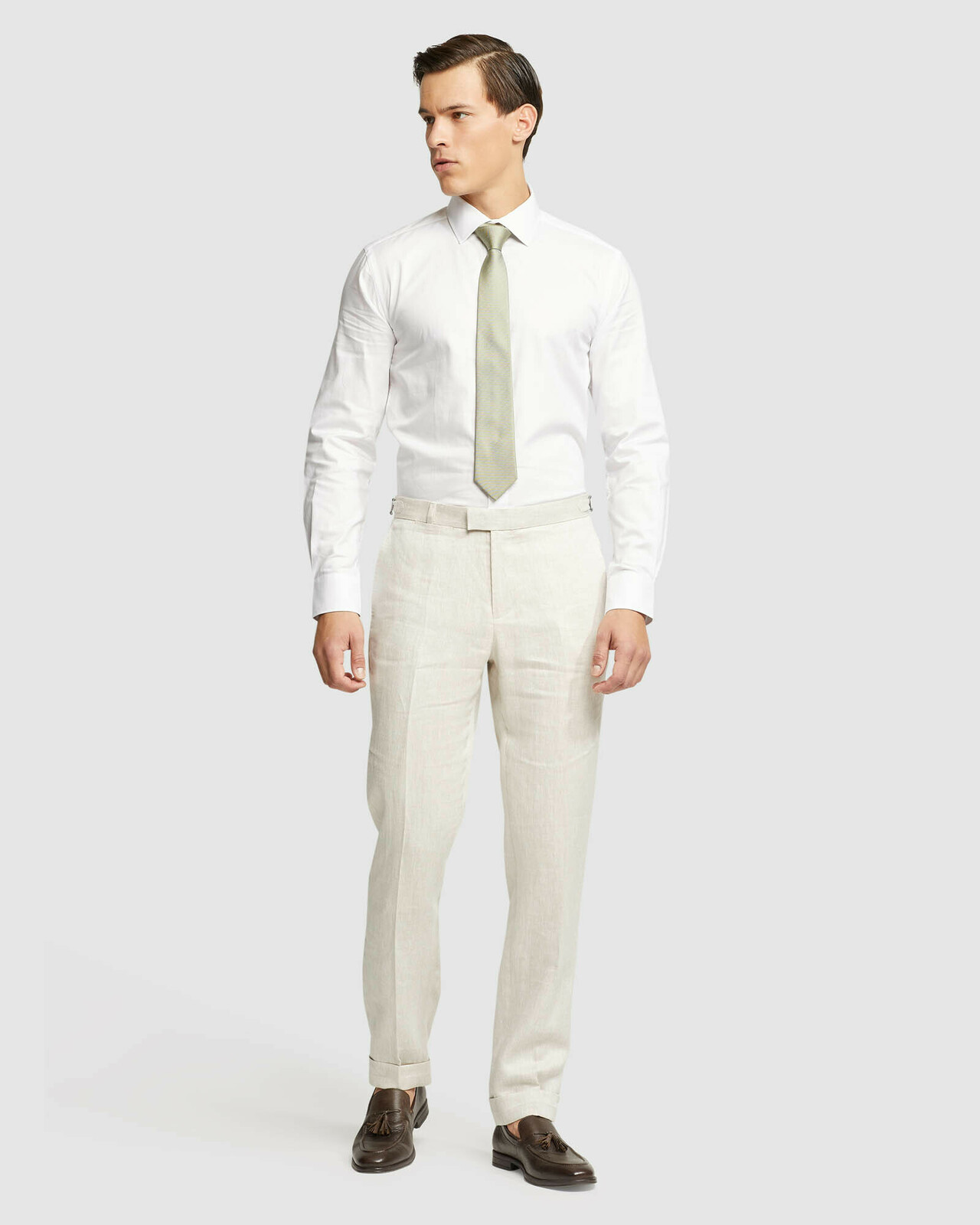Folded Cuff Linen Trousers
