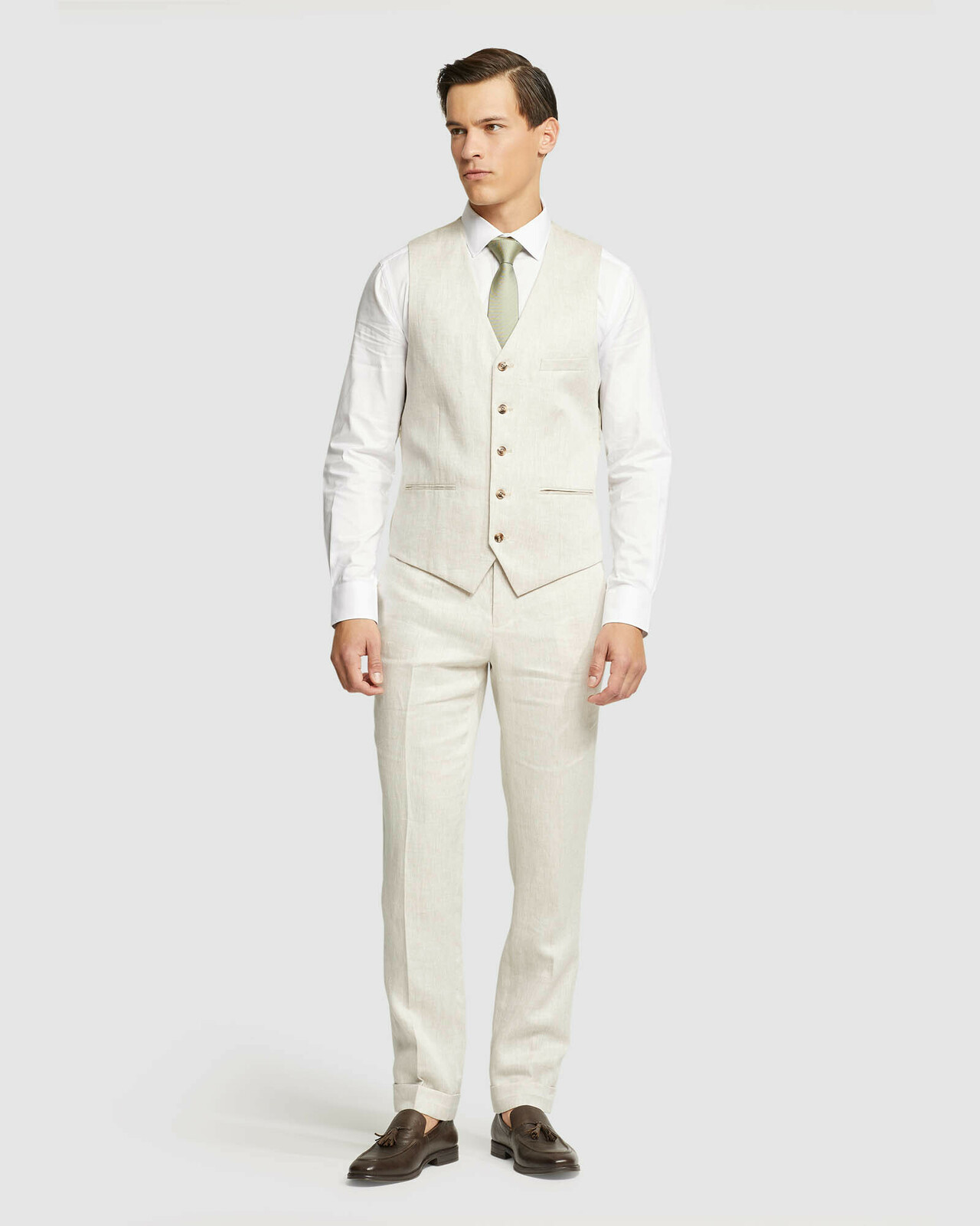 Folded Cuff Linen Trousers
