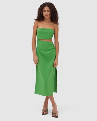 slim fit dress slacks 4th & Reckless Lorna Olive Green Faux Suede Maxi Skirt UK 8  Reliked