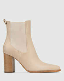 Howie Pale Porcelain Leather Block Heel Ankle Boot