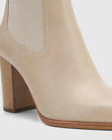 Howie Pale Porcelain Leather Block Heel Ankle Boot