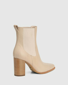 Howie Pale Porcelain Leather Block Heel Ankle Boot