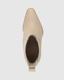 Howie Pale Porcelain Leather Block Heel Ankle Boot