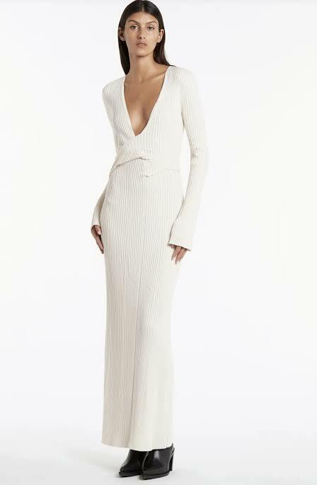 sir the label white long sleeve dress Strobe Long Sleeve Dress | Bone Beige