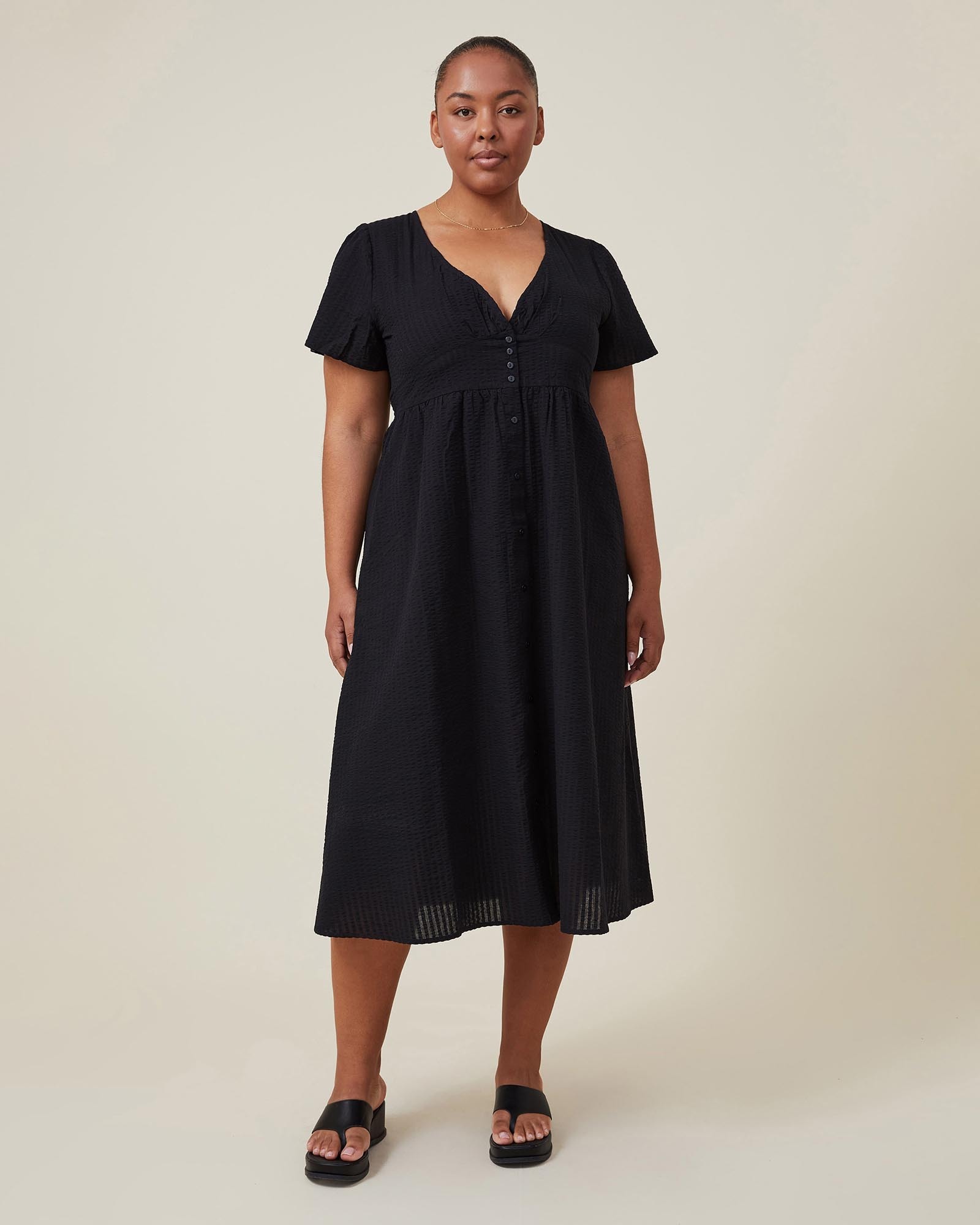 cotton on curve dresses Cotton On Curve Curve Shirred Tie Up Back Mini Dress
