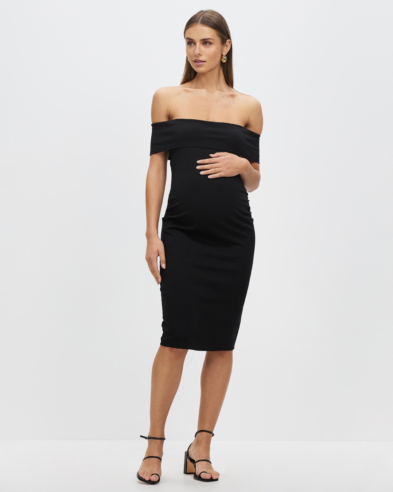 Atmos&Here Maternity Ava Maternity Off Shoulder Midi Dress AirRobe