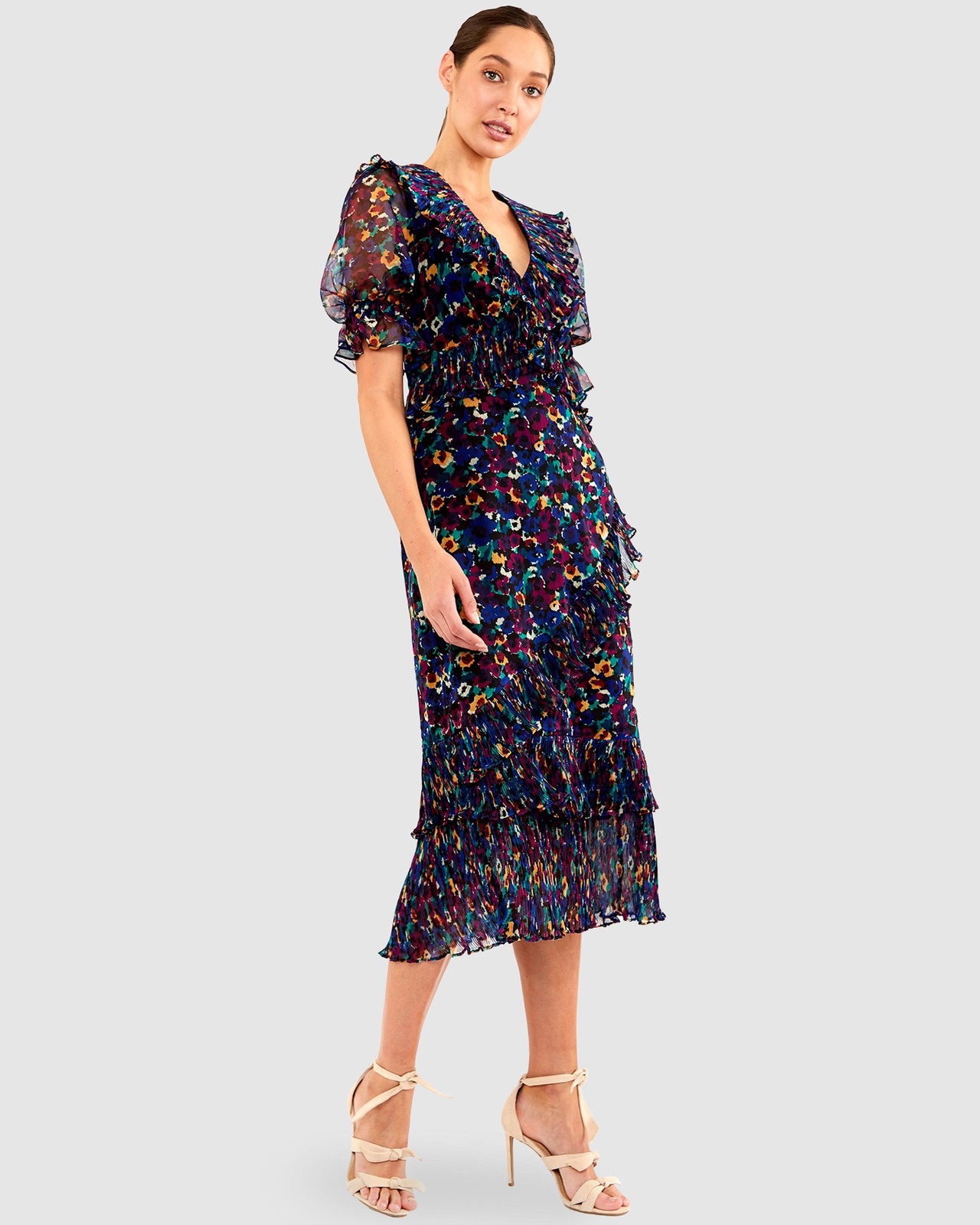 knee length dresses for ladies Talulah Evolet Floral Tiered Midi Dress main image 0