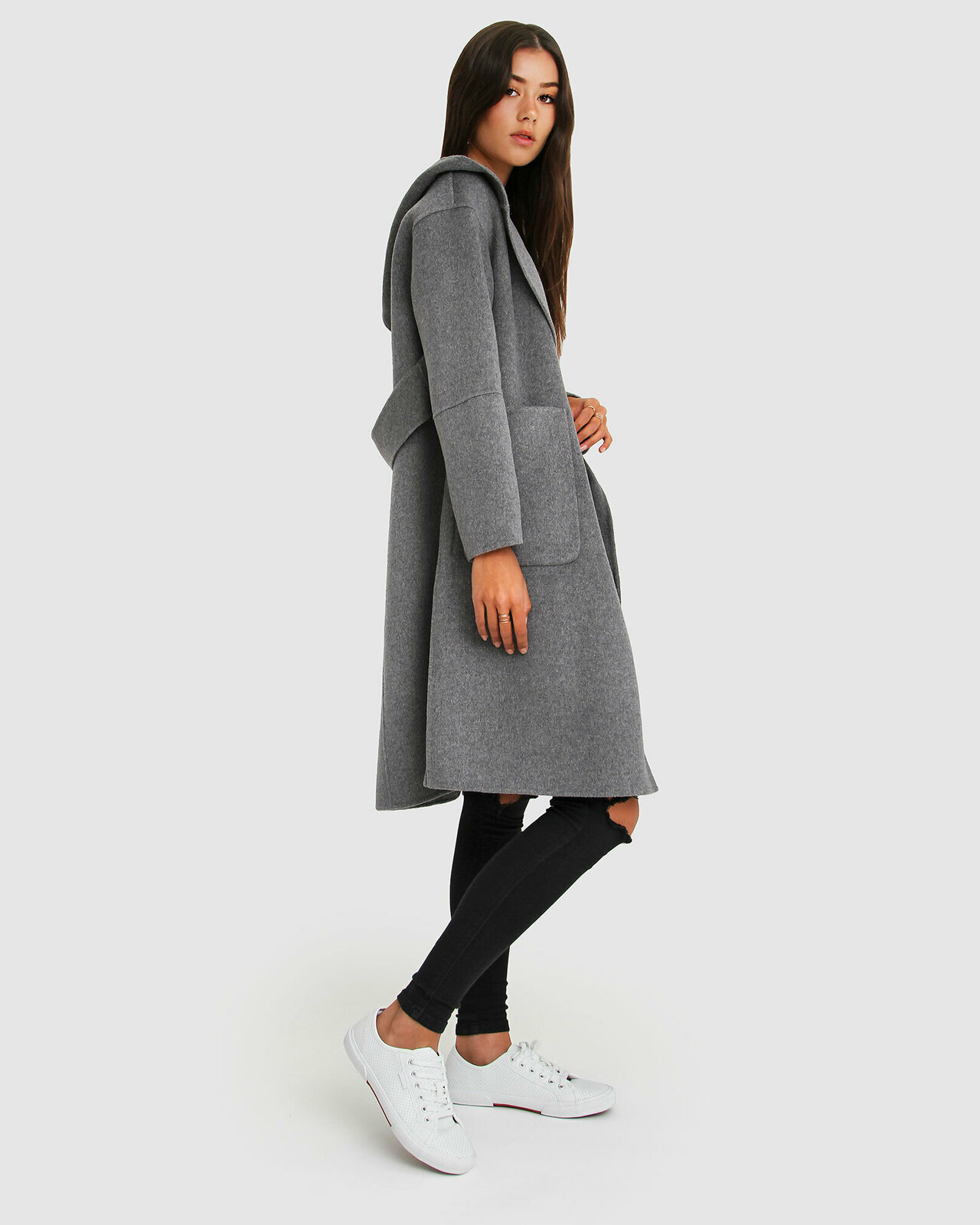 Walk This Way Wool Blend Hooded Coat