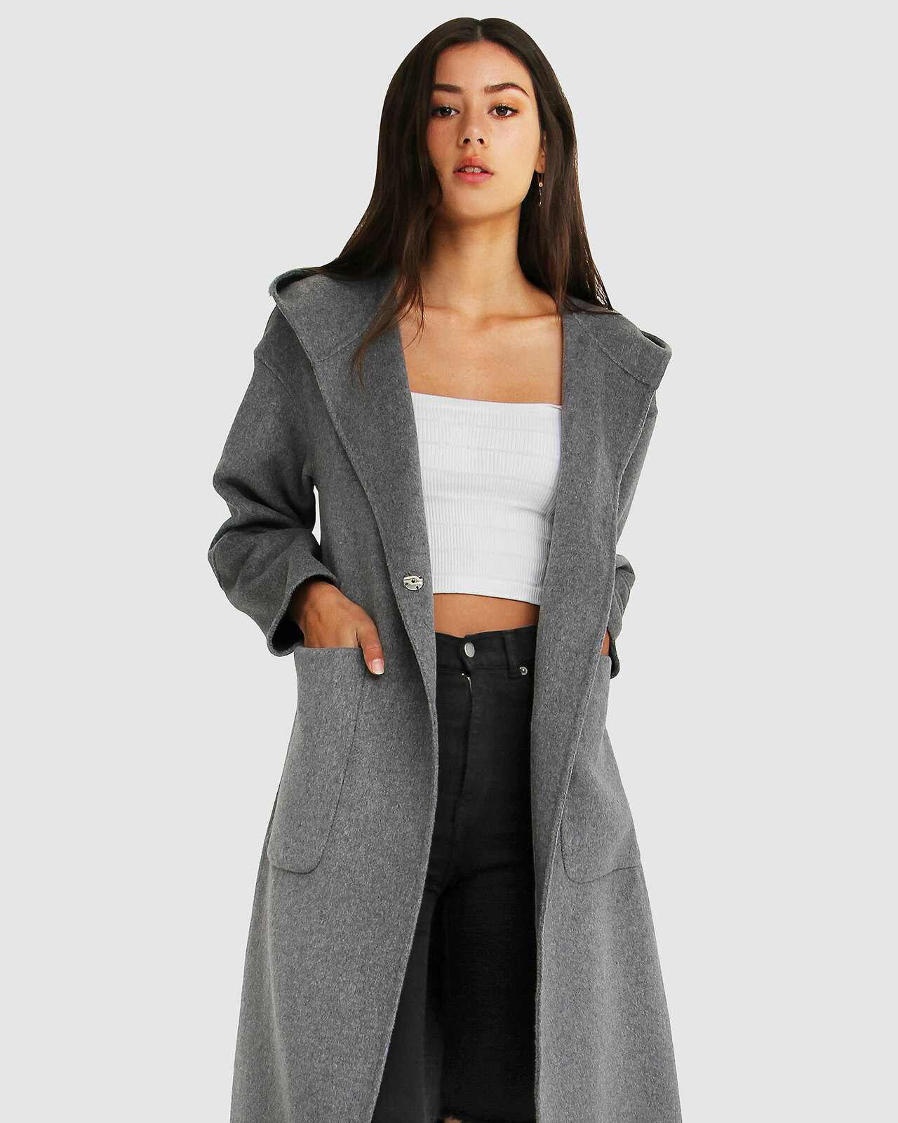 Walk This Way Wool Blend Hooded Coat