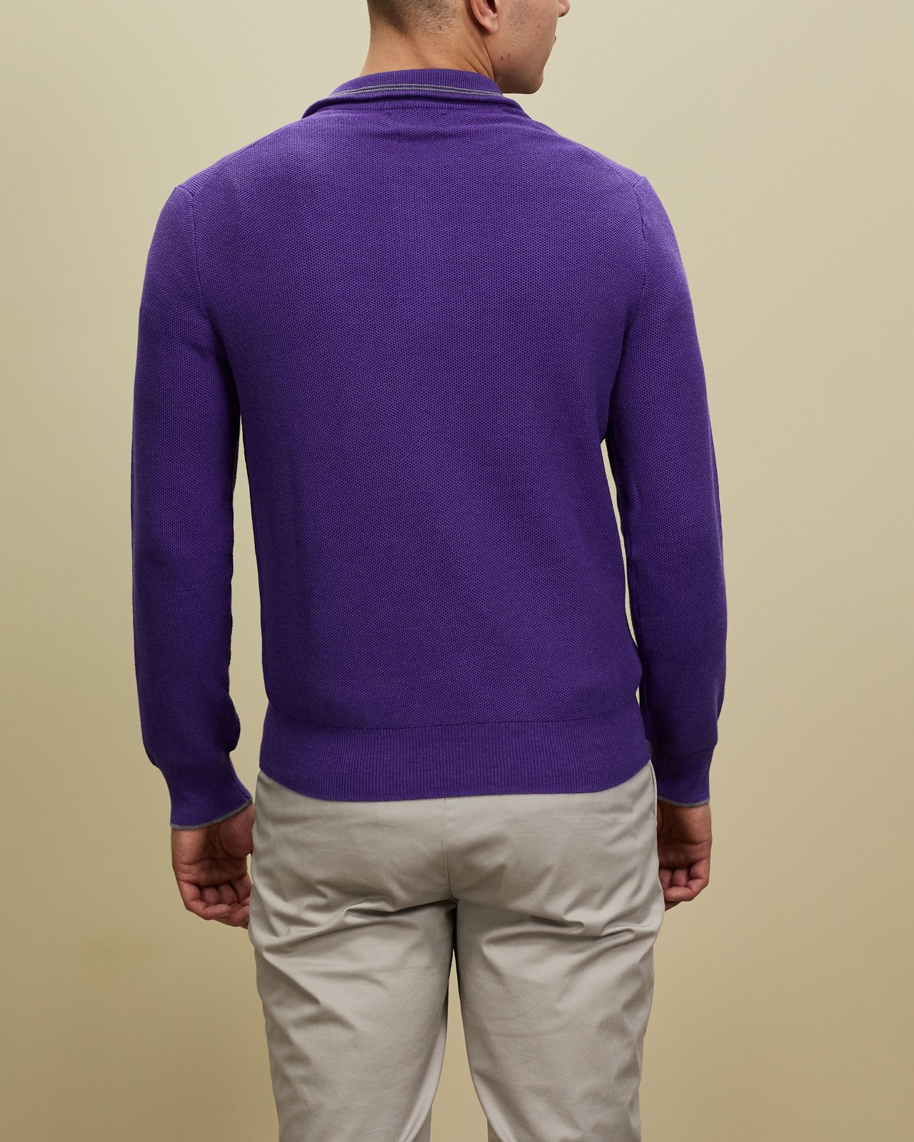 Cotton Mesh Quarter-Zip Sweater