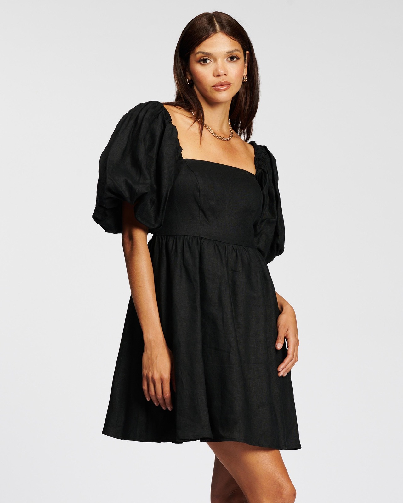 Puff Ball Linen Dress