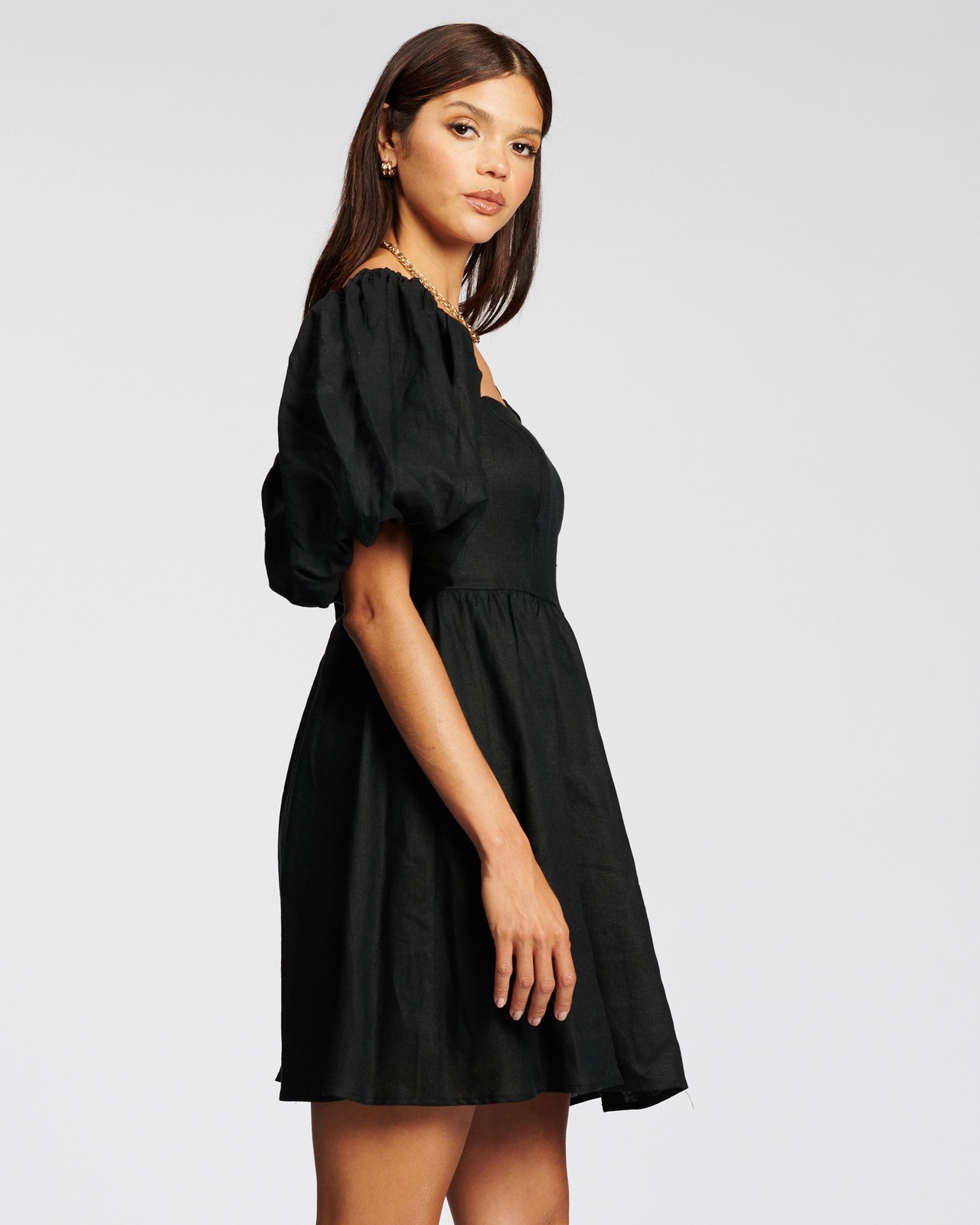 Puff Ball Linen Dress
