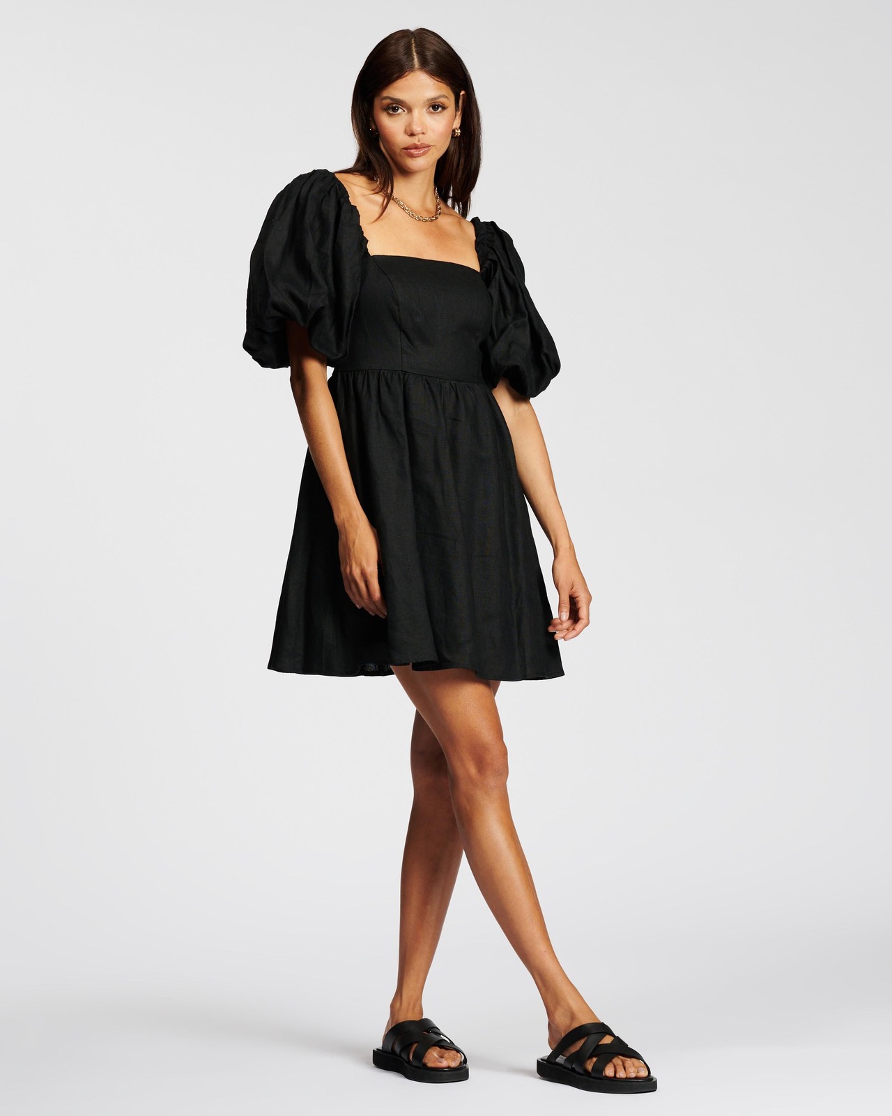 Puff Ball Linen Dress