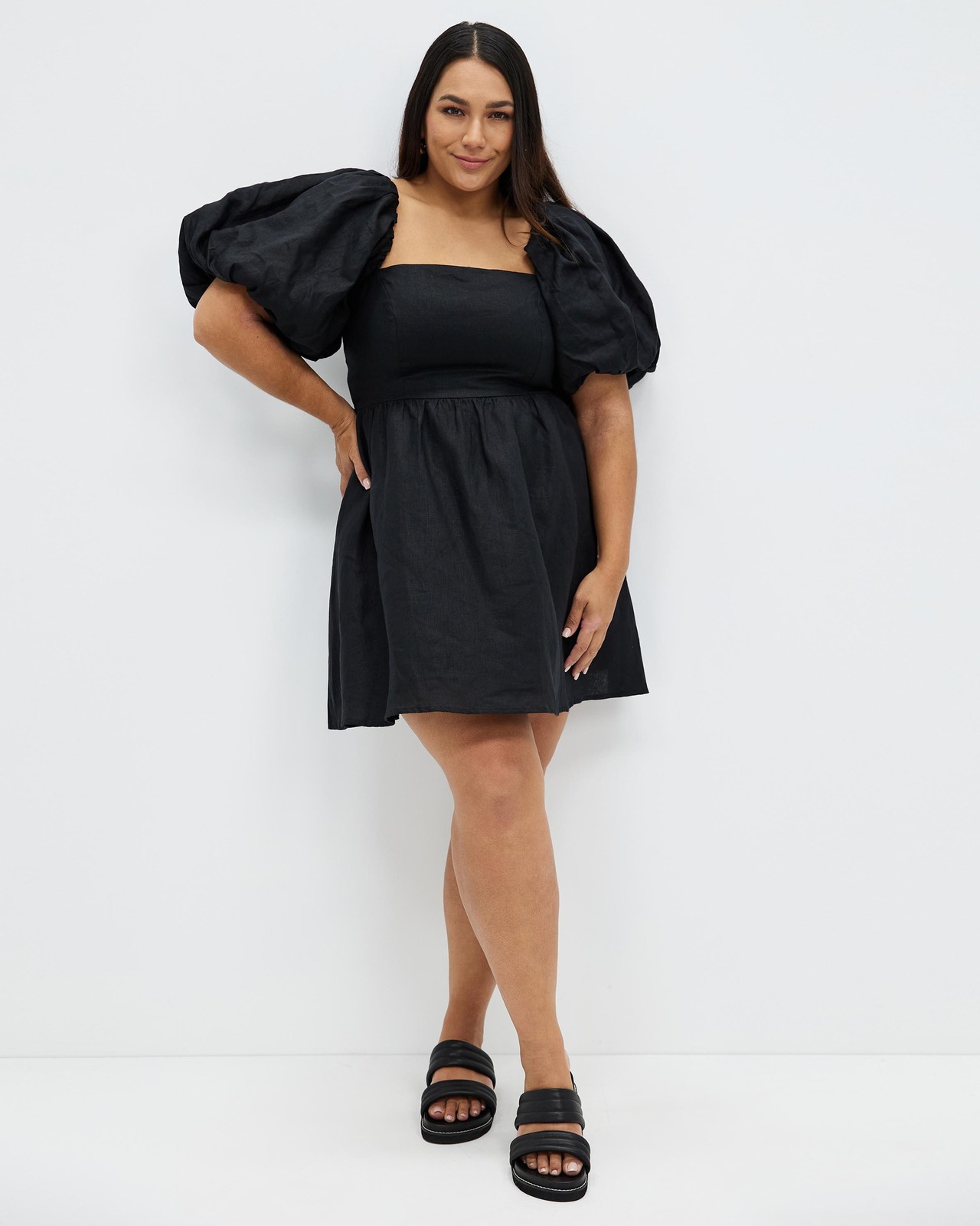 Puff Ball Linen Dress