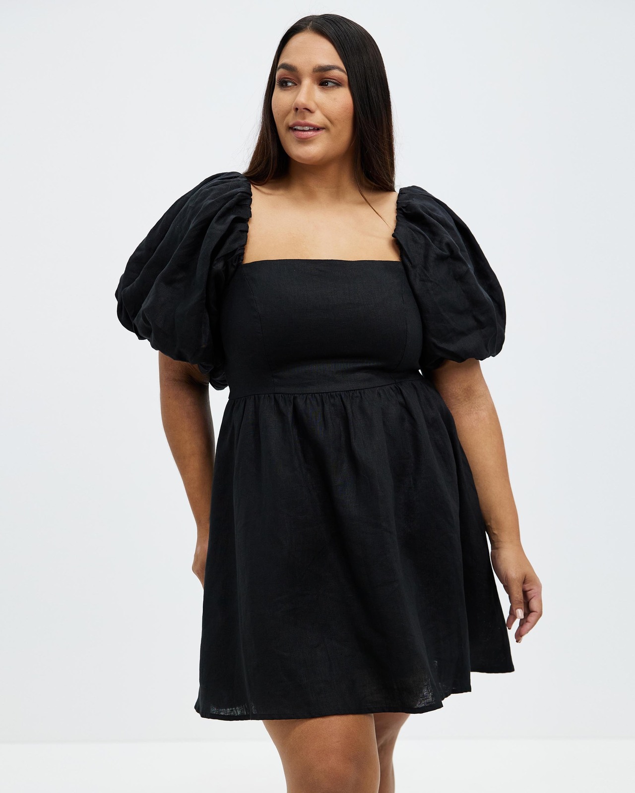 Puff Ball Linen Dress