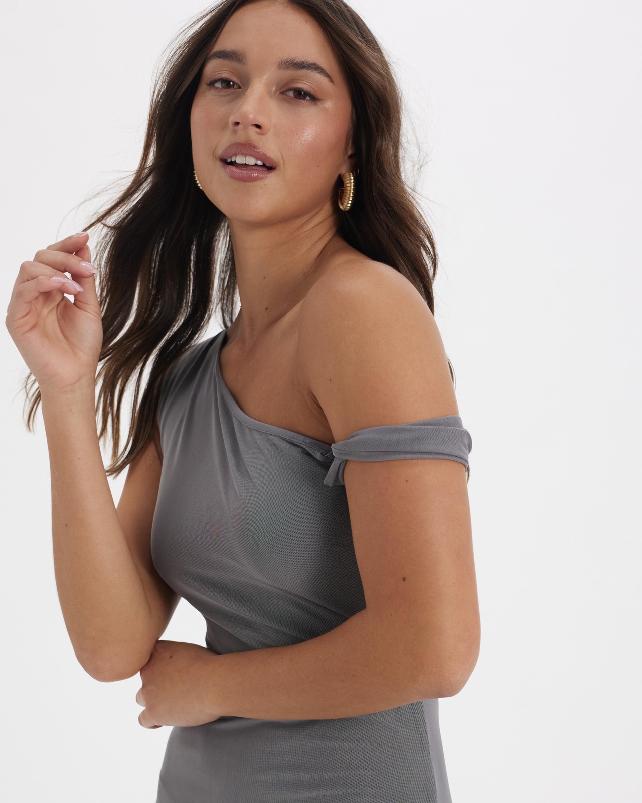 Noon Till Night Twist Mesh Midi Dress