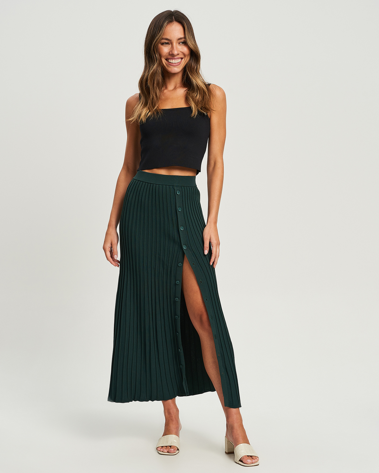 Pleated Knit Skirt
