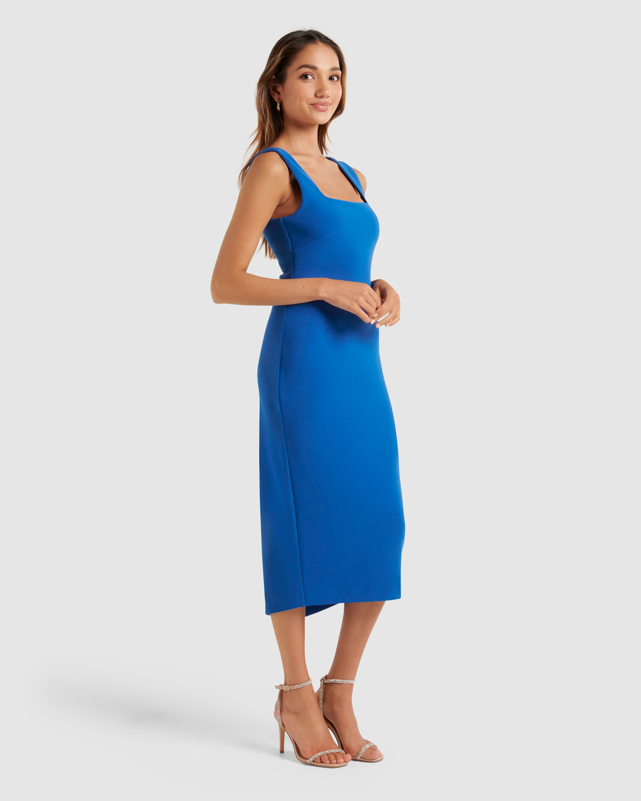 Rita Petite Square Neck Bodycon Midi Dress