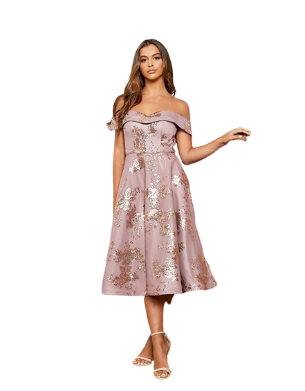 Bethanny Off Shoulder Midi Dress