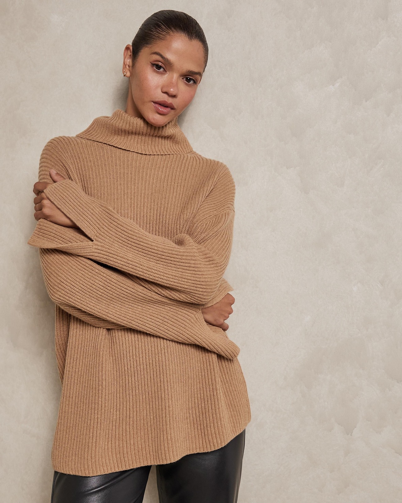 AERE Cashmere Blend Roll Neck Knit Jumper AirRobe