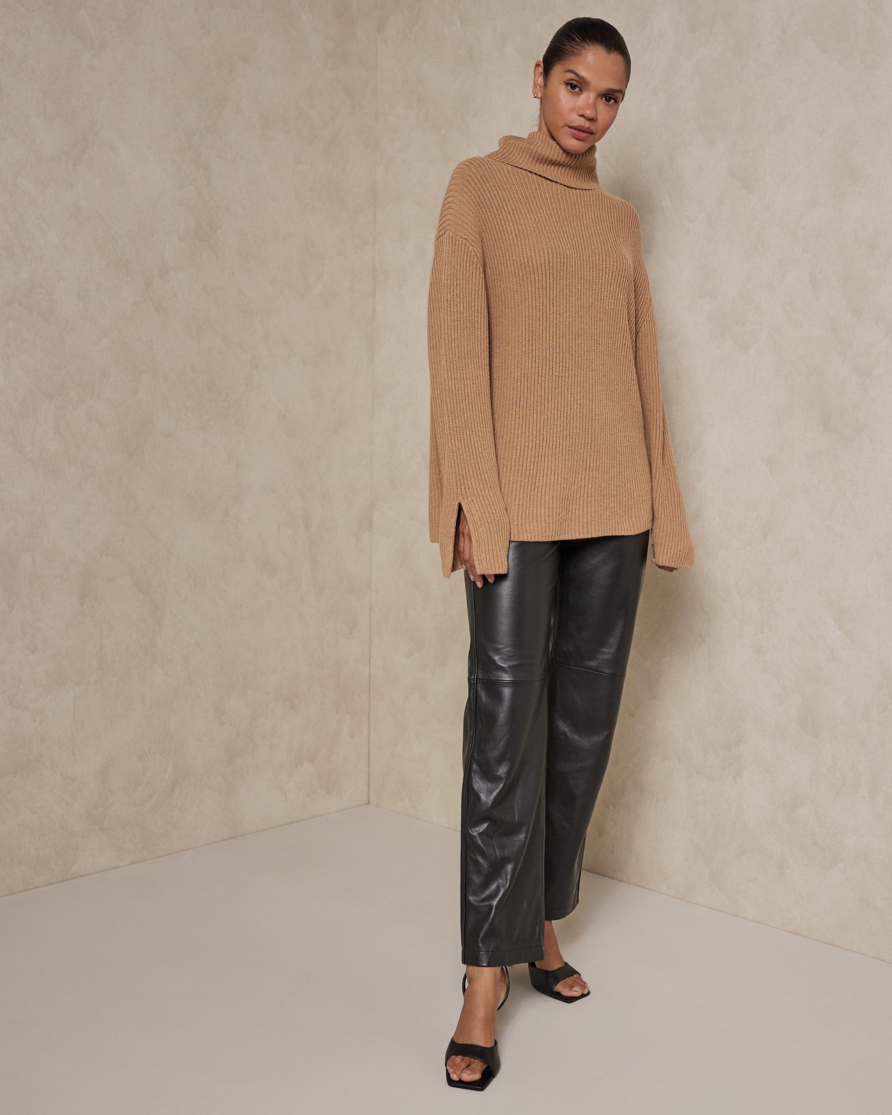 AERE Cashmere Blend Roll Neck Knit Jumper AirRobe