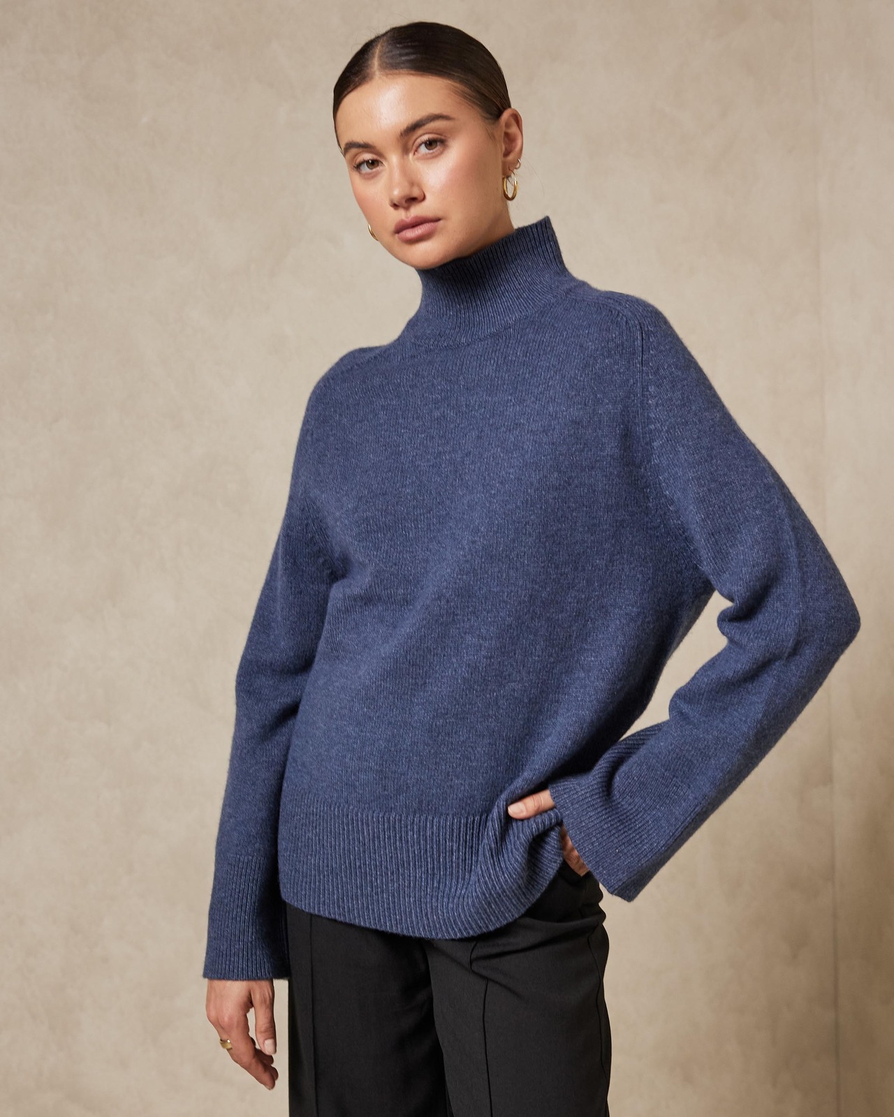 Roll Neck Wool Knit Jumper AirRobe