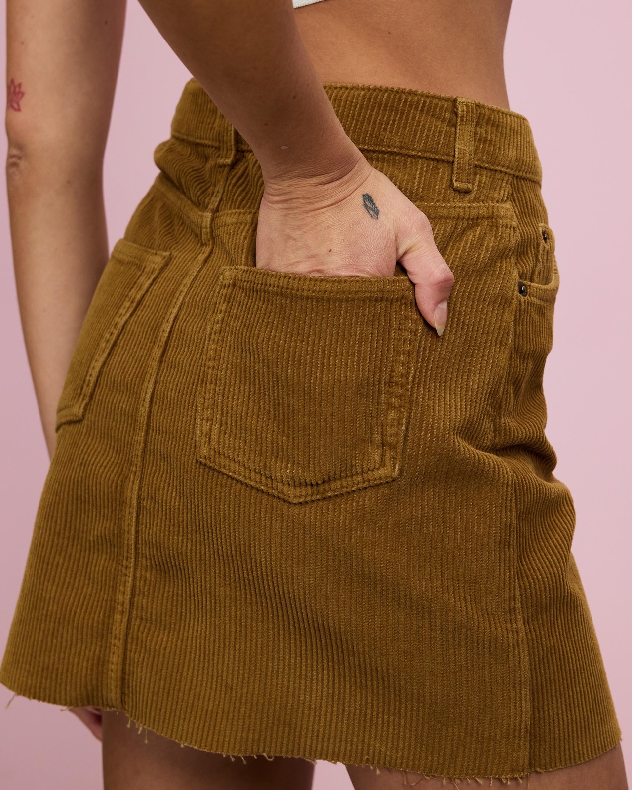 Cord Denim Mini Skirt