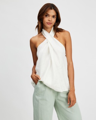 yo BIOTOP】halter neck linen top