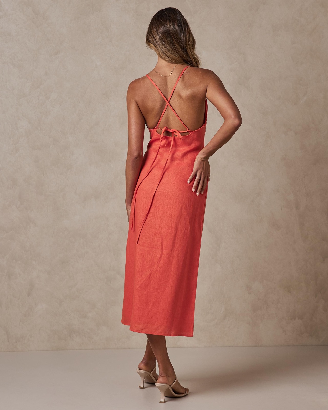AERE High Neck Linen Midi Dress - AirRobe