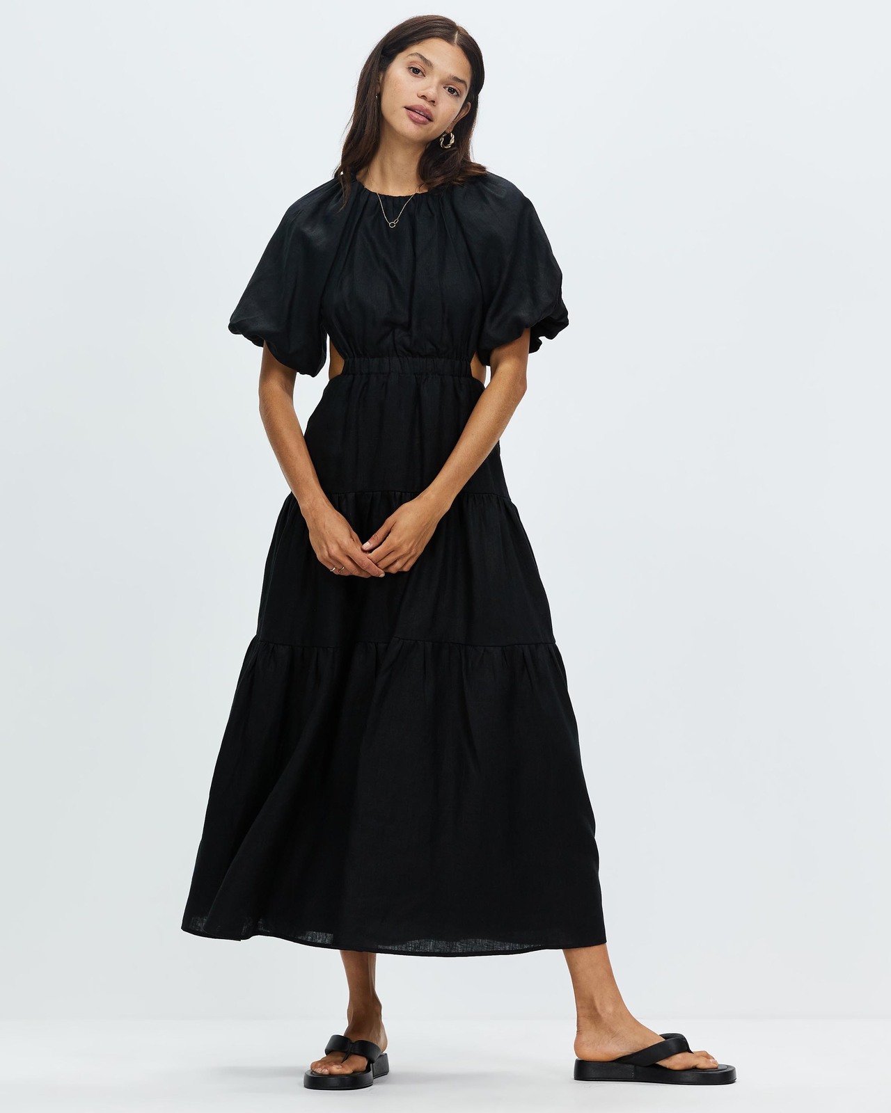AERE Open Back Linen Midi Dress - AirRobe