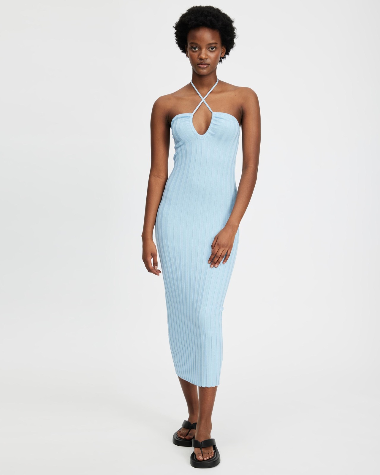 Myla Keyhole Halter Strappy Midi Dress
