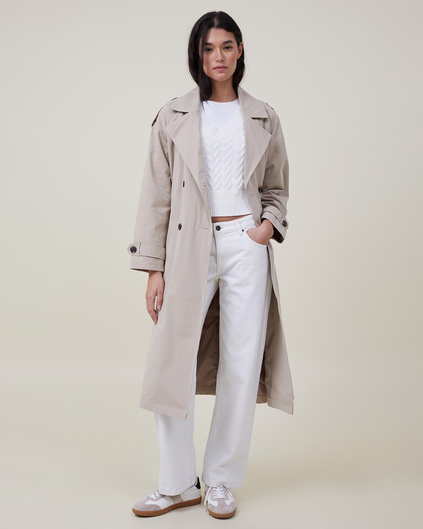 【タグ付き新品】OHOTORO＊Drop Trench Coat Cotton On Drop Shoulder Trench Coat - AirRobe