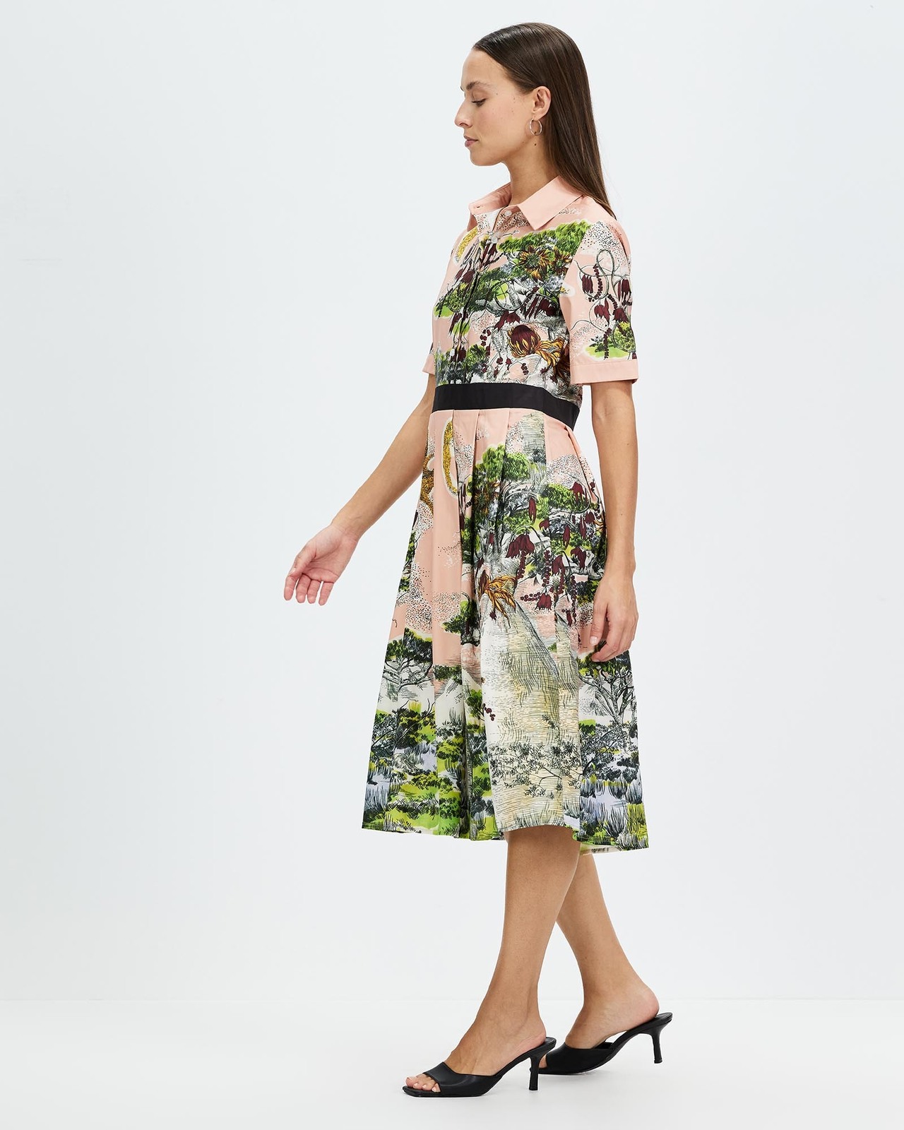 Elena Nature Print Belted Dress