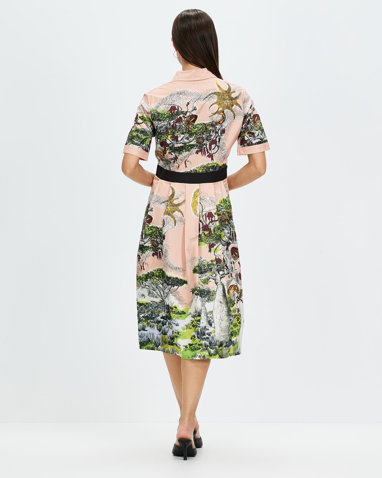 Elena Nature Print Belted Dress