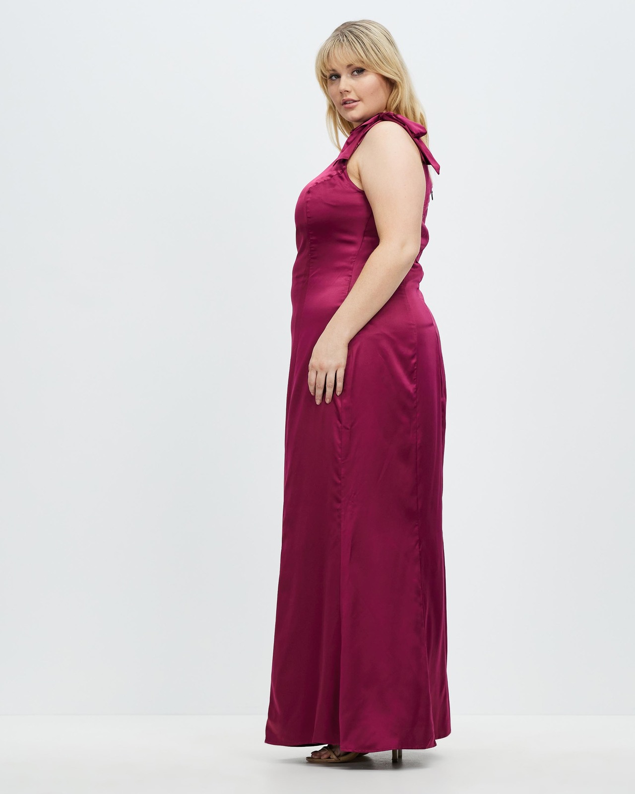 One Shoulder Satin Maxi Dress
