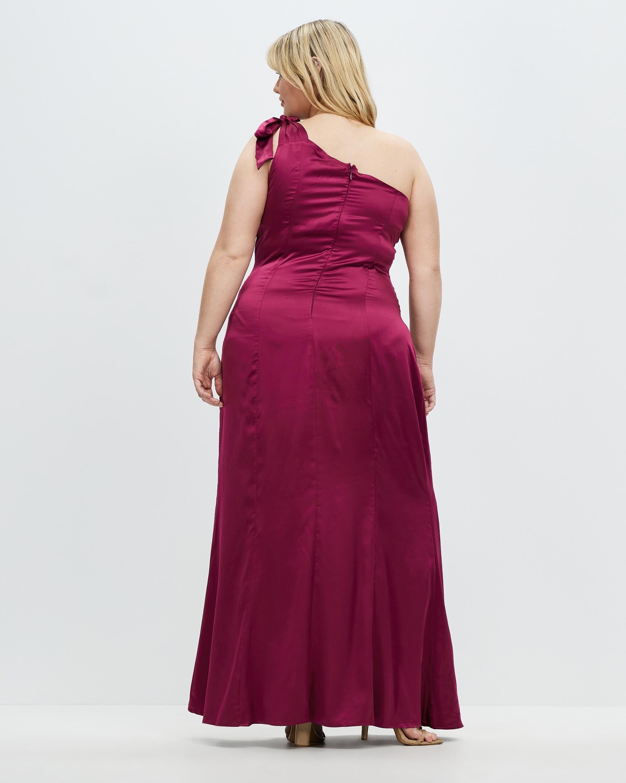 One Shoulder Satin Maxi Dress